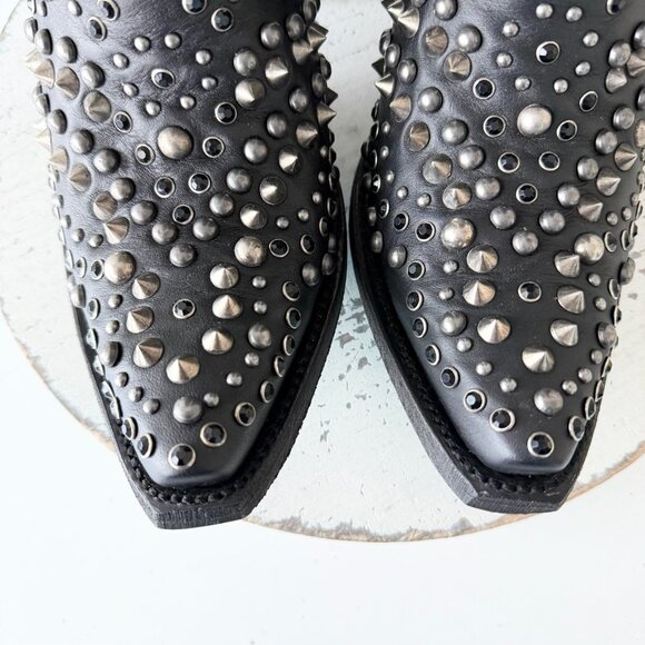 Lane DOLLY Womens Cowboy Bootie 8 Black Bling Western Cowgirl Short Ankle Boots - Picture 6 of 11